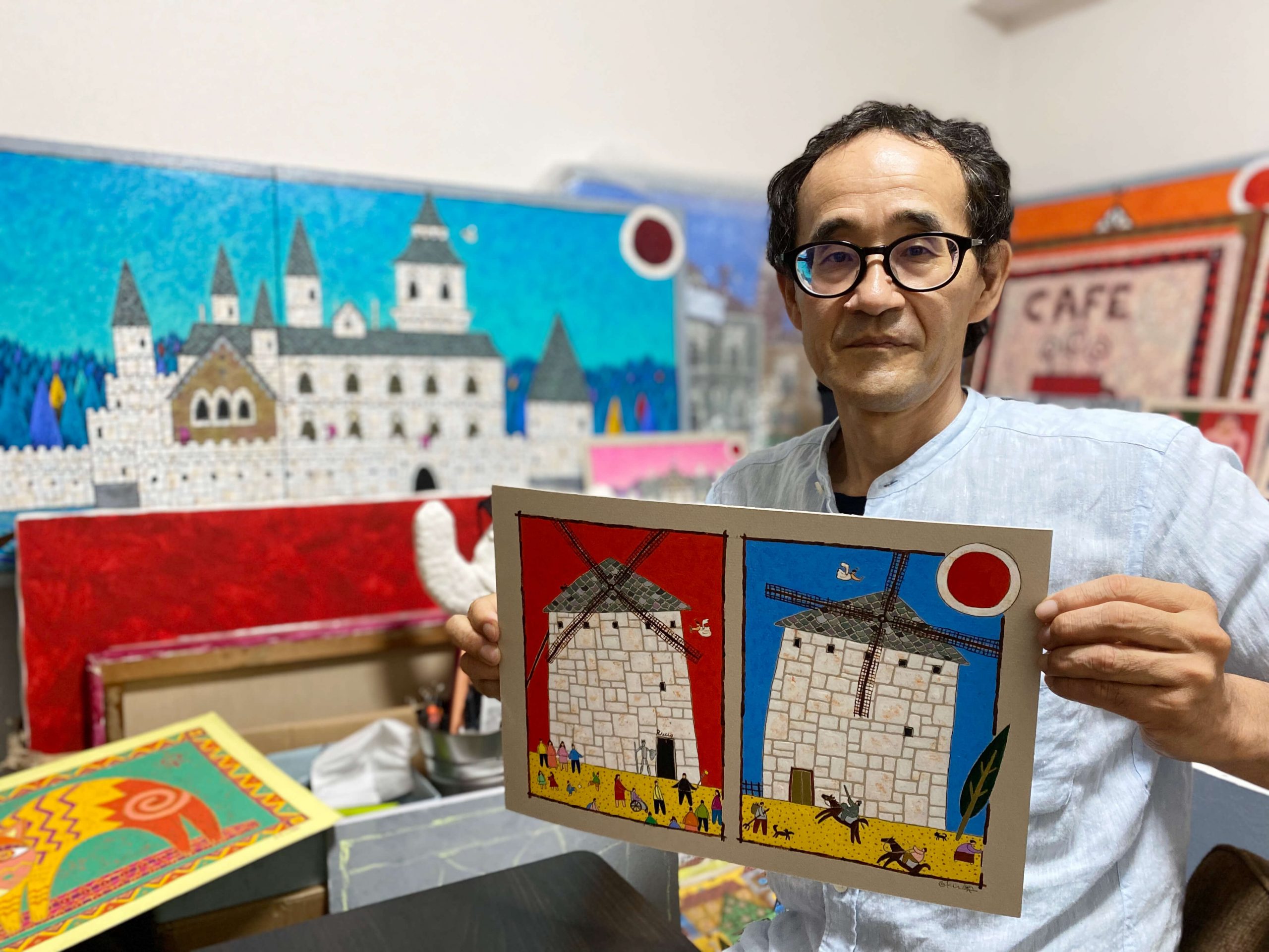 奥村ユズル　水彩画原画　アルプスの小さな教会 く日はお得♪ 奥村ユズル アルプスの小さな教会 水彩画原画 絵画